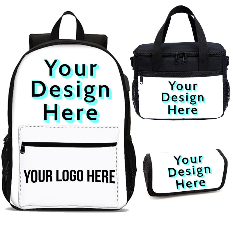 Fashionable Personalized Backpack Lunch Bag Pencil Bag