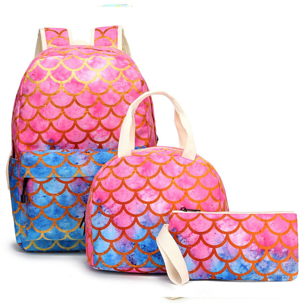 Girls 3pcs Backpack Set Kids Bookbag Set Lunch bag